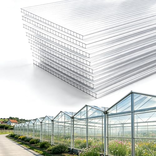8 Pcs Greenhouse Panel, 8'FT x 4'FT x 0.24"IN Twin-Wall Polycarbonate Sheet - size: 8'FT x 4'FT x 0.24"IN