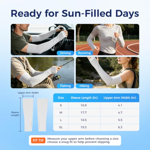 Arm Sleeves for Men Women PCM Cooling UPF 50+ Sun Protection UV Sleeves Thumb Holes Running Driving Fishing Golf - color: Grey, size: Small