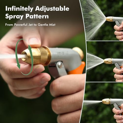 RESTMO Metal Water Hose Nozzle, High Pressure Garden Sprayer, Orange - color: Orange