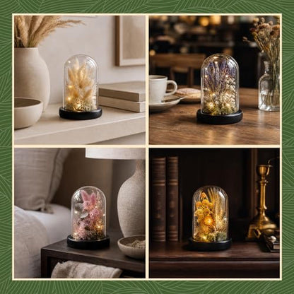 Suclain 4Pc Glass Dome Cloche with Wood Base, Black, 5.1" X 3.8" - color: Black, size: 5.1" X 3.8"