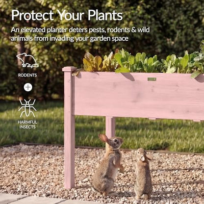 Best Choice Products 48x24x30in Raised Garden Bed, Elevated Wood Planter Box Stand for Backyard, Patio, Balcony w/Bed Liner, 200lb Capacity - Pink - color: Pink, size: 48x24x30in