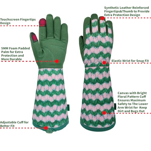 Thornproof Rose&Cactus Gardening Gloves,Gauntlet Garden Glove,Gifts - color: Green, size: Medium