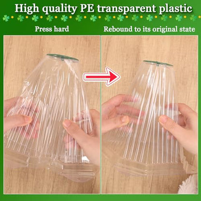 VICAMB 20 Pack Garden Cloches for Plants with 40PCS Ground Stakes,Clear Reusable Bell Covers with Rotatable Vent for Plant Protection,Garden Protector from Animals Birds Chicken,7.9" H X 6.7" D