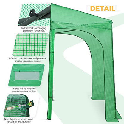 EAGLE PEAK 9x4 Easy Setup Pop Up Greenhouse, Lean-to Design, Clear/Green - color: Clear/Green, size: 9x4