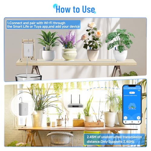 Smart Auto Drip Irrigation Kit for Potted Plants, 2.4GHz WiFi App Control