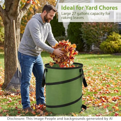 Collapsible Camping Trash Can 27 Gallon, Pop Up Outdoor Recycle Bin - size: 27 Gallons-No Lid