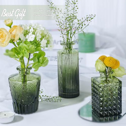 TBWIND 24pcs Green Glass Bud Vases Set - color: Green-24pcs, size: 24Pcs