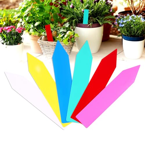 60 Pcs Plastic Plant Labels 6 Colors, 4 Inch Waterproof Pot Nursery Garden Stake Tags Plant Markers - color: A-multicolor