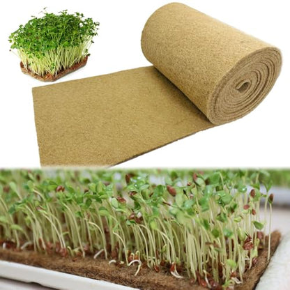 1 Roll 10" x 220" Microgreens Growing Trays Jute Mat Kits, Hydroponic Planting Mat & Seed Germination Pad for Wheatgrass, Bean Sprouts, Hydroponic Seed Growing | Works with Growing Trays - size: 10x220