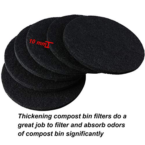 6.7" Charcoal Filters for Kitchen Compost Bins, 0.4" Thickness, 6 Pack