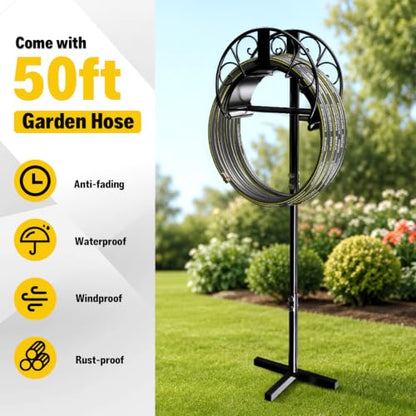 Garden Hose Holder with 50ft Kink Free Water Hose Kit
