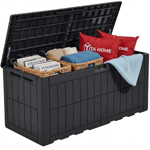 YITAHOME 110 Gallon Outdoor Deck Box - color: Dark Gray, size: 110 Gallon
