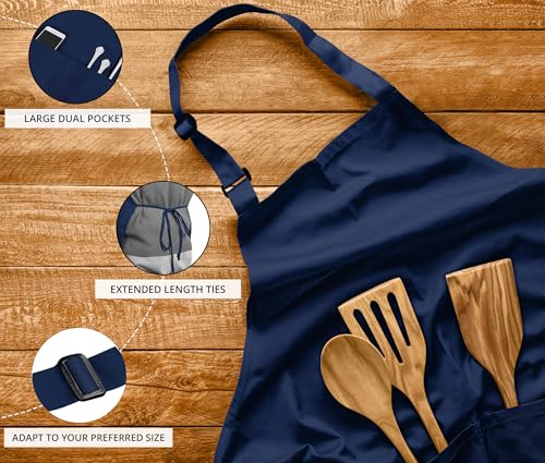 Utopia Kitchen Bib Aprons 10 Pack Adjustable With 2 Pockets - color: Navy
