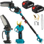 4-in-1 6" Pole Saw & Pruner Kit 8.5FT Extension 2x 21V Battery
