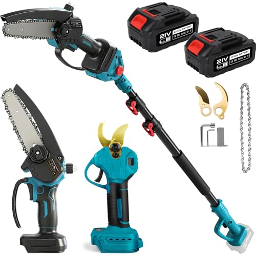 4-in-1 6" Pole Saw & Pruner Kit 8.5FT Extension 2x 21V Battery