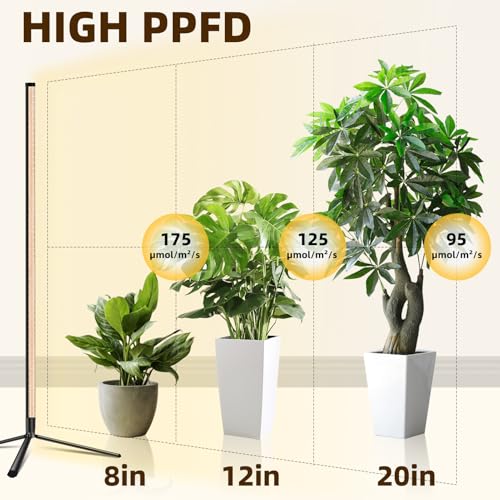 Standing Grow Light, 42W Full Spectrum Vertical, 4FT Timer, 2 Pack