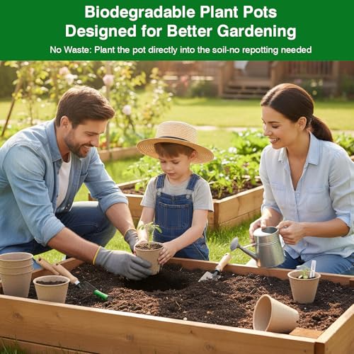 Peat Pots 150 Pack with 100 Plant Labels, 3.15 Inch Biodegradable Seedling Nursery Pots with Drainage Holes - size: 150 Pack