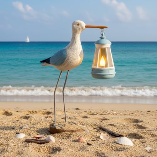 Solar Seagull Statues for Garden and Home Decor,Funny Garden Decor Beach,Pool,Patio,Lawn,Yard,Porch,Perfect Garden Gift - color: Blue Seagull