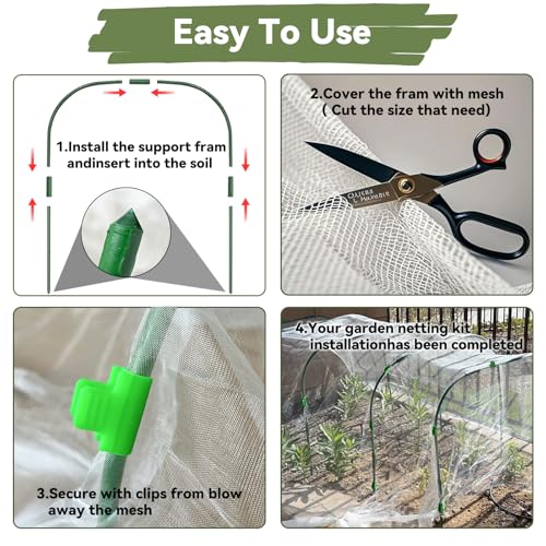 Garden Mesh Netting Kit Protect Fruit Vegetable from Birds Bugs - size: 10 * 30 FT (Kit)