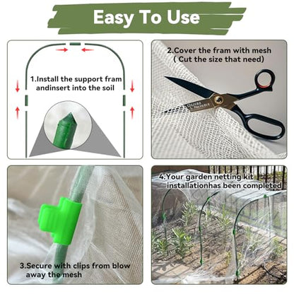 Garden Mesh Netting Kit Protect Fruit Vegetable from Birds Bugs - size: 10 * 30 FT (Kit)