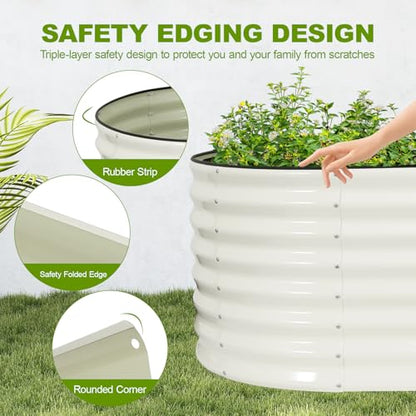 24" Tall Galvanized Raised Garden Bed Outdoor, 6x3x2ft, White - color: Pearl White, size: 6×3×2ft (1 Pack)