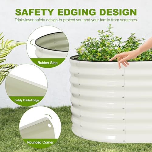 24" Tall Galvanized Raised Garden Bed Outdoor, 6x3x2ft, White - color: Pearl White, size: 6×3×2ft (1 Pack)