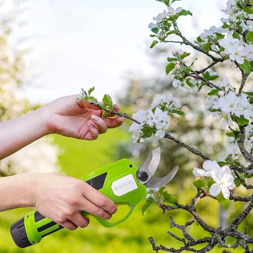 Serenelife Cordless Pruning Shears & Branch Cutter - Electric Pruner with 6 feet of Extension Reach - Rechargeable Battery & .98 IN Cutting Diameter - Ideal for Bushes, Roses, Gardens & Branches - style: SharpX