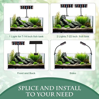 Rossesay 2 Pack Clip-on LED Aquarium Light for Plants, Full Spectrum
