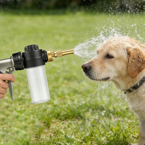 Garden Hose Nozzle with Soap Dispenser, Adjustable Metal Foam Gun - style: Foam Gun A