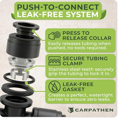 CARPATHEN 1/4" Tee Connectors for Quick Connect Drip Irrigation System Part