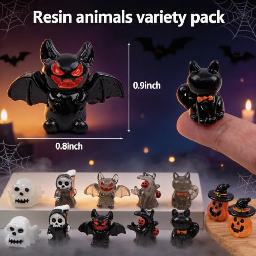 18PCS Halloween Mini Resin Figures, 9 Styles Halloween Figurines - color: Halloween Fixed-d