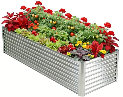 8x4x2ft Raised Garden Bed, Deep Root Planter Box, Silver,1 Pack - size: 8x4x2FT