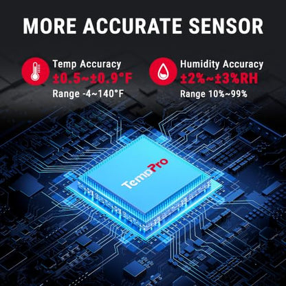 TempPro TempAir Bluetooth Thermometer Hygrometer, 260 ft Temperature Sensor