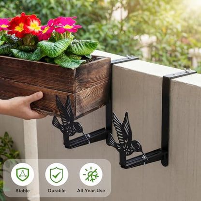 Chumia 4 Pcs Window Box Brackets Adjustable Planter Box Bracket for Railing