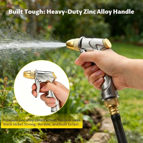 Lichamp Heavy Duty Garden Hose Nozzle Sprayer, High Pressure Water Nozzle
