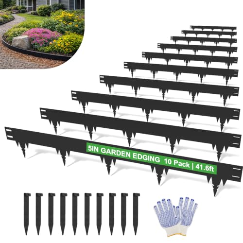 41.6FT Metal Landscape Edging, 10-Pack 50"L x 5"H Rust-Proof Border - color: 5In Tall, size: 10 Pack