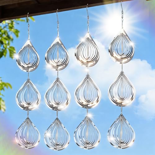 Bird Deterrents for Outside 12 Discs Stainless Steel, 4 Sets