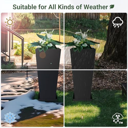 30" Metal Tall Outdoor Planters Set of 2, Durable & Wealtherproof - size: 30" H