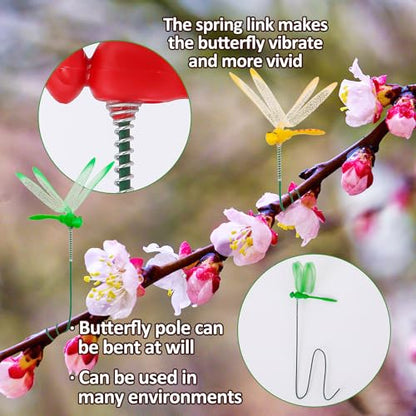 Augshy 50Pcs Artificial Dragonfly Decorations, 3D Dragonfly Garden Stakes - style: Colorful Dragonfly