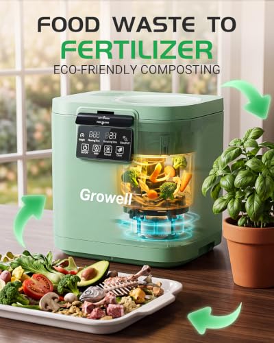 Growell 4L Electric Composter, Countertop Food Waste Machine,Compost Bin - color: Green