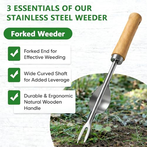 Weed Puller Tool, 2 Pack 4 Teeth Garden Weeding Uprooting Tools