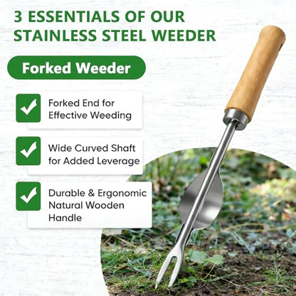 Weed Puller Tool, 2 Pack 4 Teeth Garden Weeding Uprooting Tools