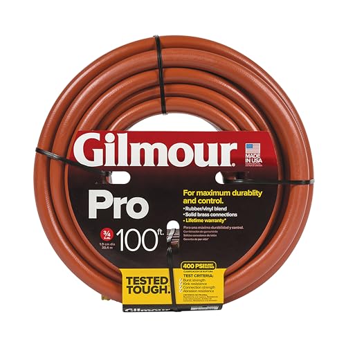 Gilmour Pro Commercial 3/4" x 100' Heavy Duty Water Hose, Durable and Kink Resistant 100 ft Garden Hose
