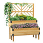 Outsunny 2-Tier Raised Garden Bed with Trellis 42.5"x25.5"x55", Natural - color: Natural, size: 42.5" L x 25.5" W x 55" H