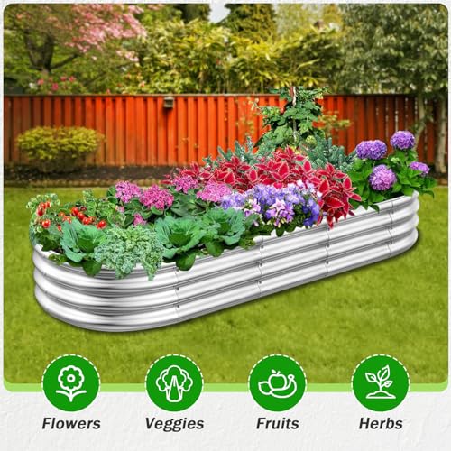 RAYKEEP 5x2x1 ft Galvanized Raised Garden Beds, Pack of 01 - Silver - color: 1pcs, size: 5x2x1 ft