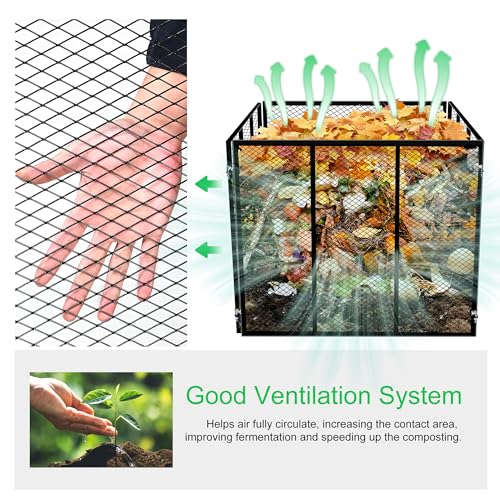 Large Metal Wire Mesh Compost Bin Outdoor, 172 Gallon, Black
