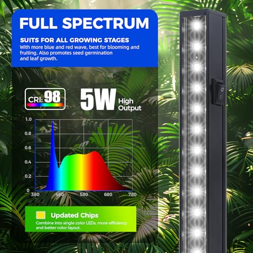 Barrina T5 LED Grow Lights, 1FT 10W (2 X 5W), 5000K Full Spectrum, 2 Packs - color: White, size: 1FT-Black Cover-2P