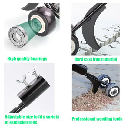 Weed Puller Tool with Wheels, Adjustable Weeding Tools Stand Up Weed Puller for Garden Patio Backyard Lawn Sidewalk Driveways Standing Weeds