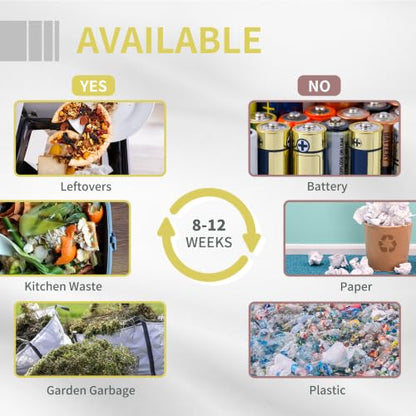 Outsunny Tumbling Compost Bin 360° Dual Chamber 43 Gallon, Yellow - color: Yellow