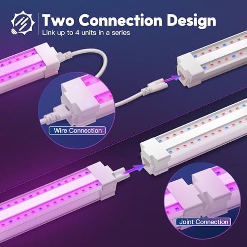 FREELICHT 2Pack 4FT Grow Light for Indoor Plants, 40W=250W, Red Blue